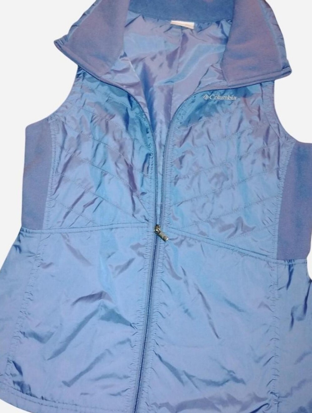 Columbia Sportswear Women's Light Blue Quilted Full-Zip Fleece-Lined Vest -Med